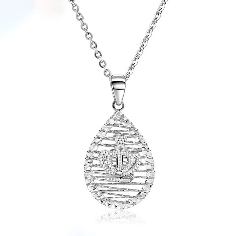 Real Pure Platinum 950 Men Women Gift Lucky Hollow Water Drop Crown Pendant 2.5-2.7g