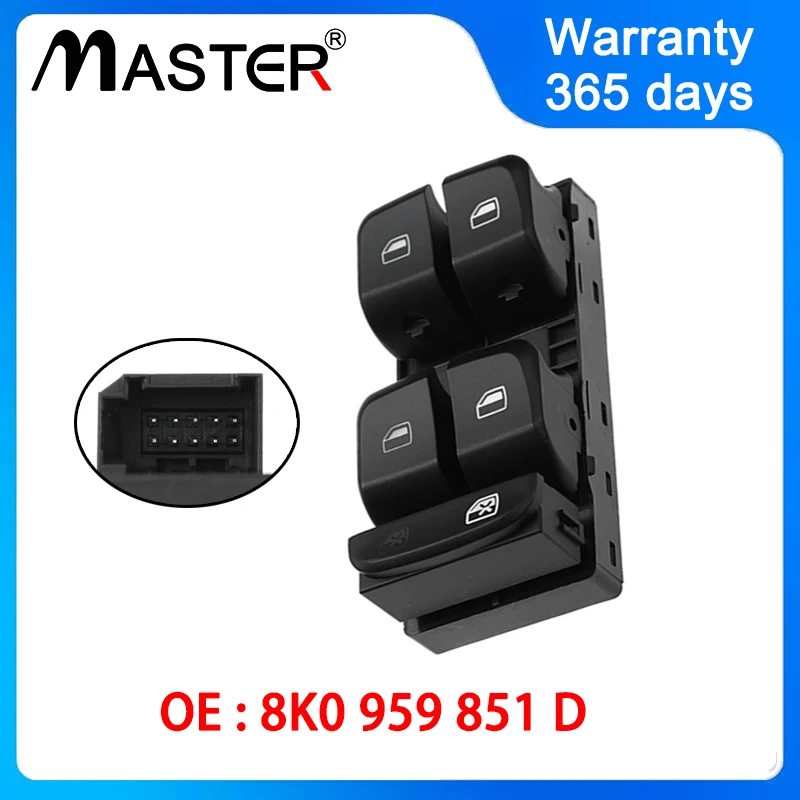 Master Window Control Switch 8K0959851 8K0959851D 8K0959851DV10 For AUDI A4 B8,A5 S5,Q5 2008-17 8K0 959 851 D