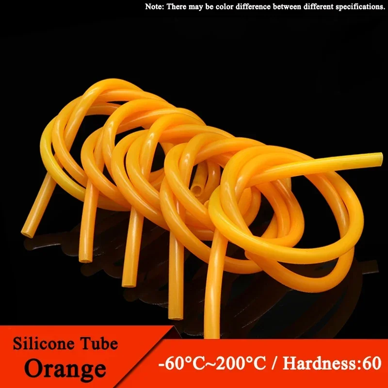 Manguera de goma de silicona naranja de grado alimenticio, tubo Flexible de silicona no tóxico, 3x5mm, 4x6mm, 5x7mm, 6x8mm, 1 M, 5M, 10M