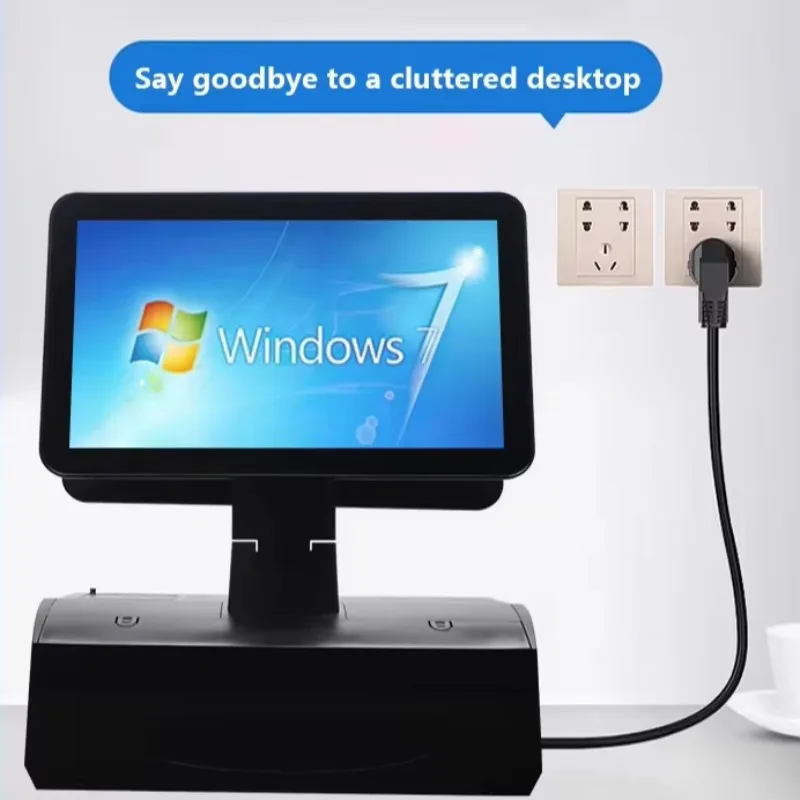 excellent Foldable Dual-Screen 15.6 Inch Pos Machine All in One Capacitive Touch Screen Monitor Pos Systems for Restaurants