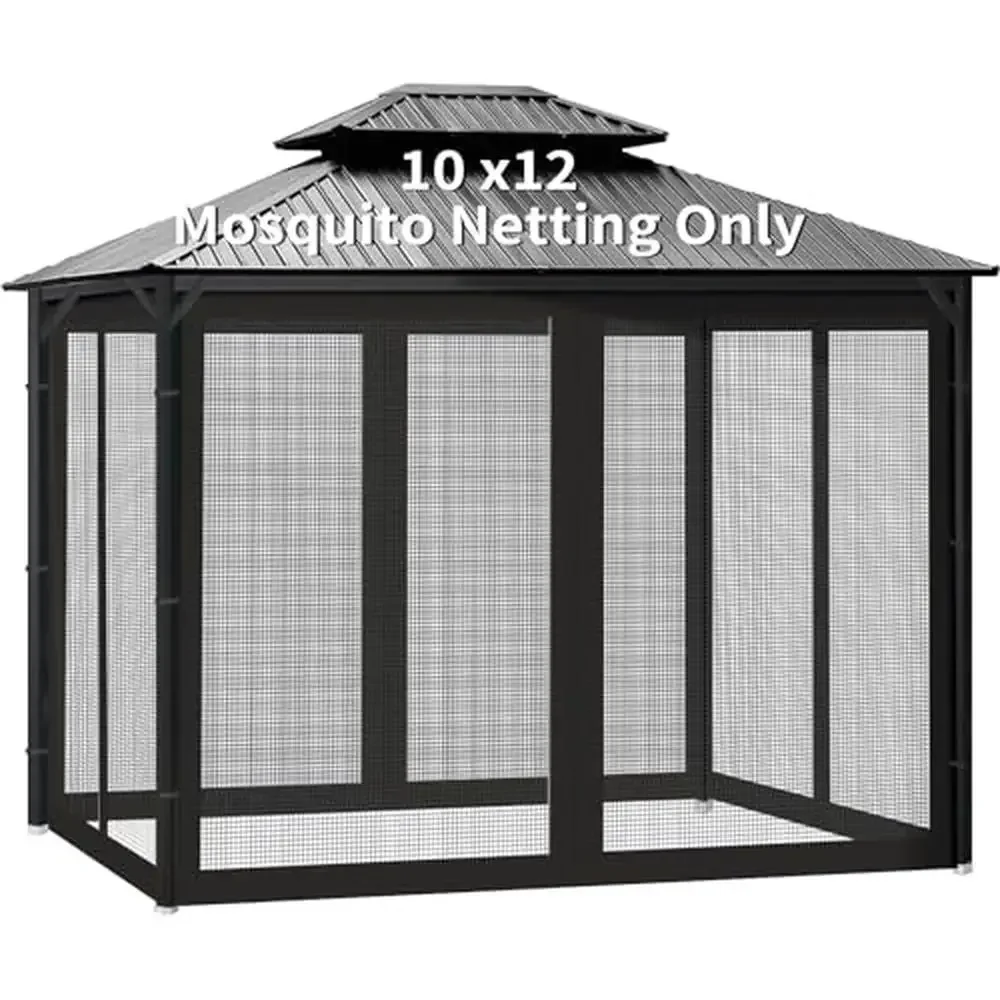 

Outdoor Gazebo 10' x 12' Universal Replacement Mosquito Netting with Zipper Panels Tough High Density Polyester Fabric Easy