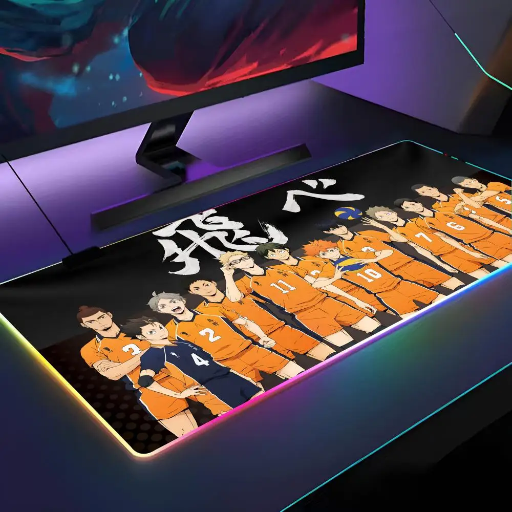

Anime Haikyuu!! Mouse Pad RGB Backlit Mouse Pad Laptop Mouse Pad Laptop Gamer Computer Desk Gaming Accessories
