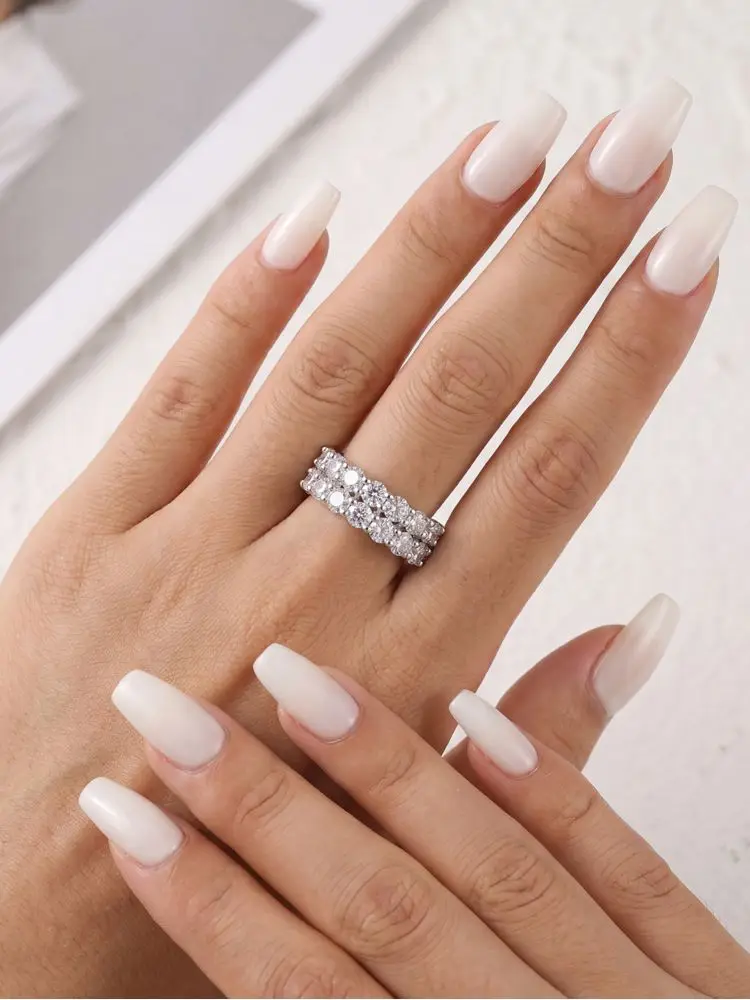 DWJ 1.4ct Real Moissanite Diamond Eternity Ring for Women 925 Sterling Silver Daily Party Gorgeous High Quality Fine Jewelry - view 3