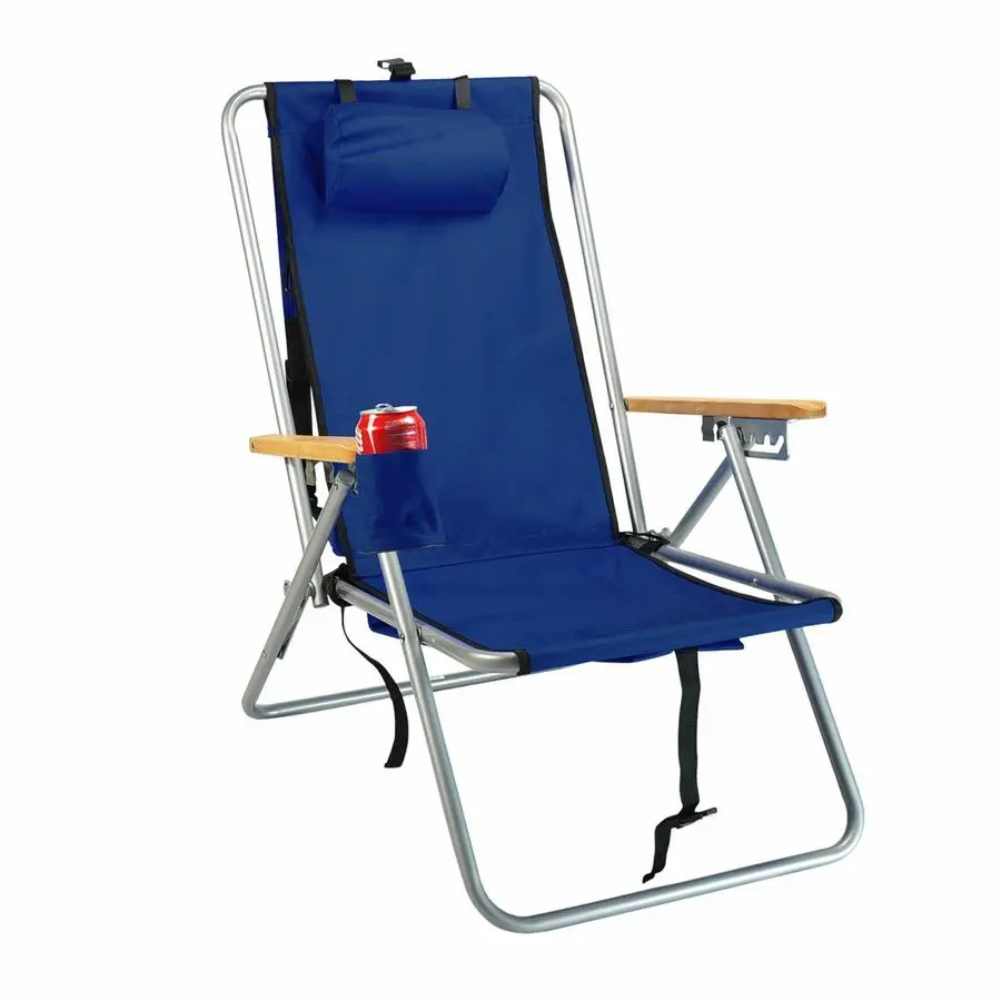 

Пляжное кресло-рюкзак Rio Beach Original 4Position со стальным каркасом и подушкой, для взрослых, темно-синее, TURBOLOADINGTE