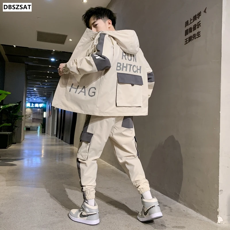 Spring Summer Men Tracksuit Casual Set Hooded T Shirt + Pants 2 Piece Sets Fashion Hip Hop Running Sports Suit Mens Clothing 4XL