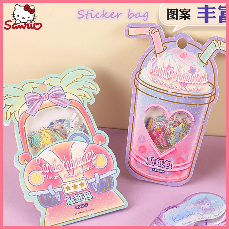 Stationery Genuine Sanrio Kuromi High Appearance Level Cute Cartoon Sticker Bag For Children Diy Hand Tent Theme Material Pet