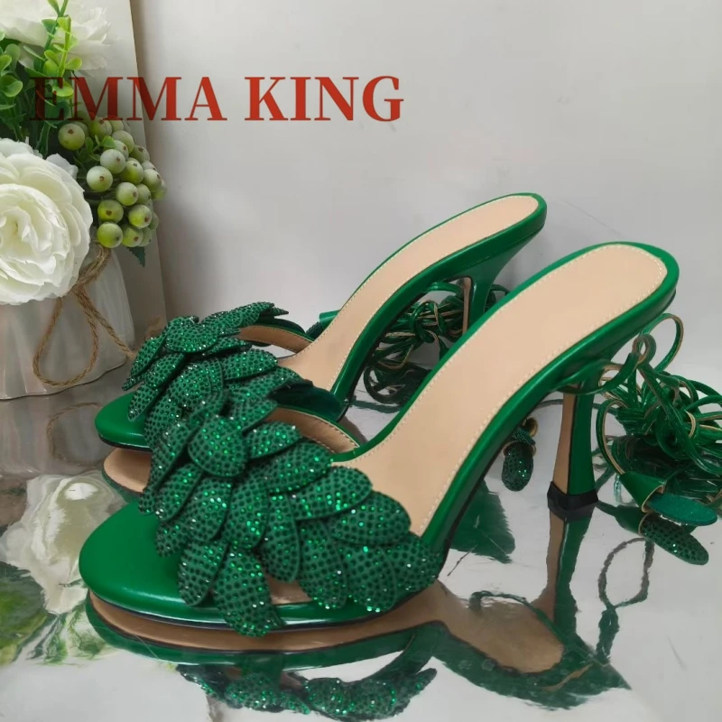 أسود كريستال المفتوحة تو صندل كعب عالٍ حجر الراين ديكور خنجر الدانتيل متابعة الصنادل ملهى ليلي مرحلة الصيف الاتجاه الأحذية النسائية #5