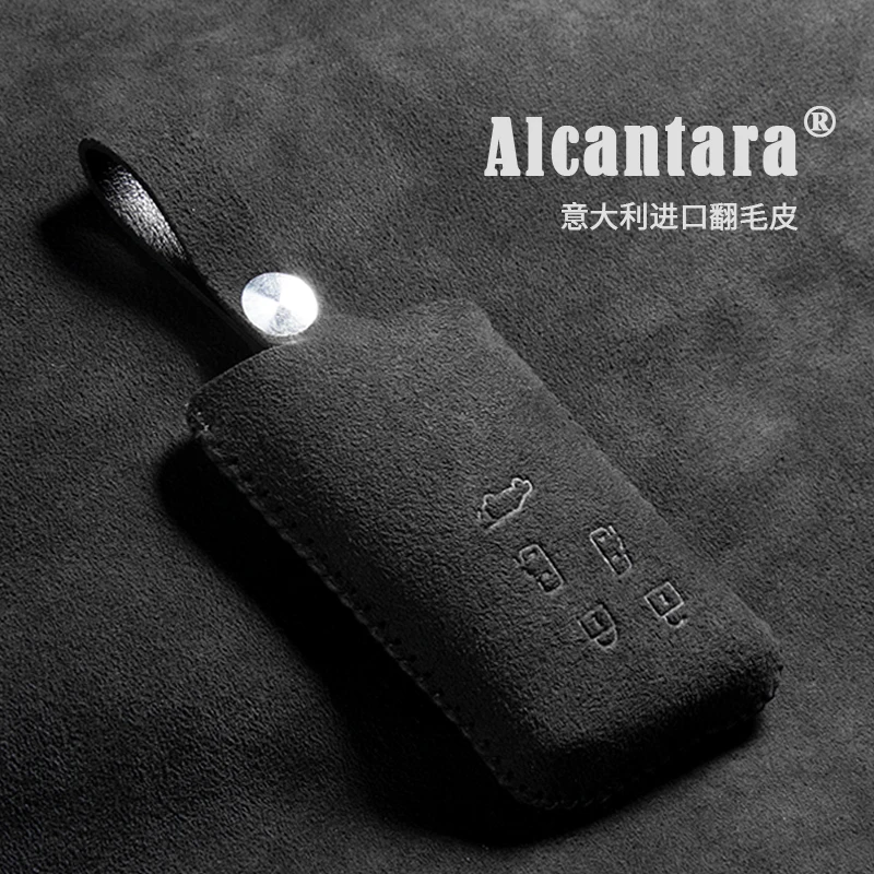 Alcantara suede Car Key Case Shell Cover Fob For Lexus 2024 LM350h lm500h Smart Remote Fobs Protector Cover Accessories