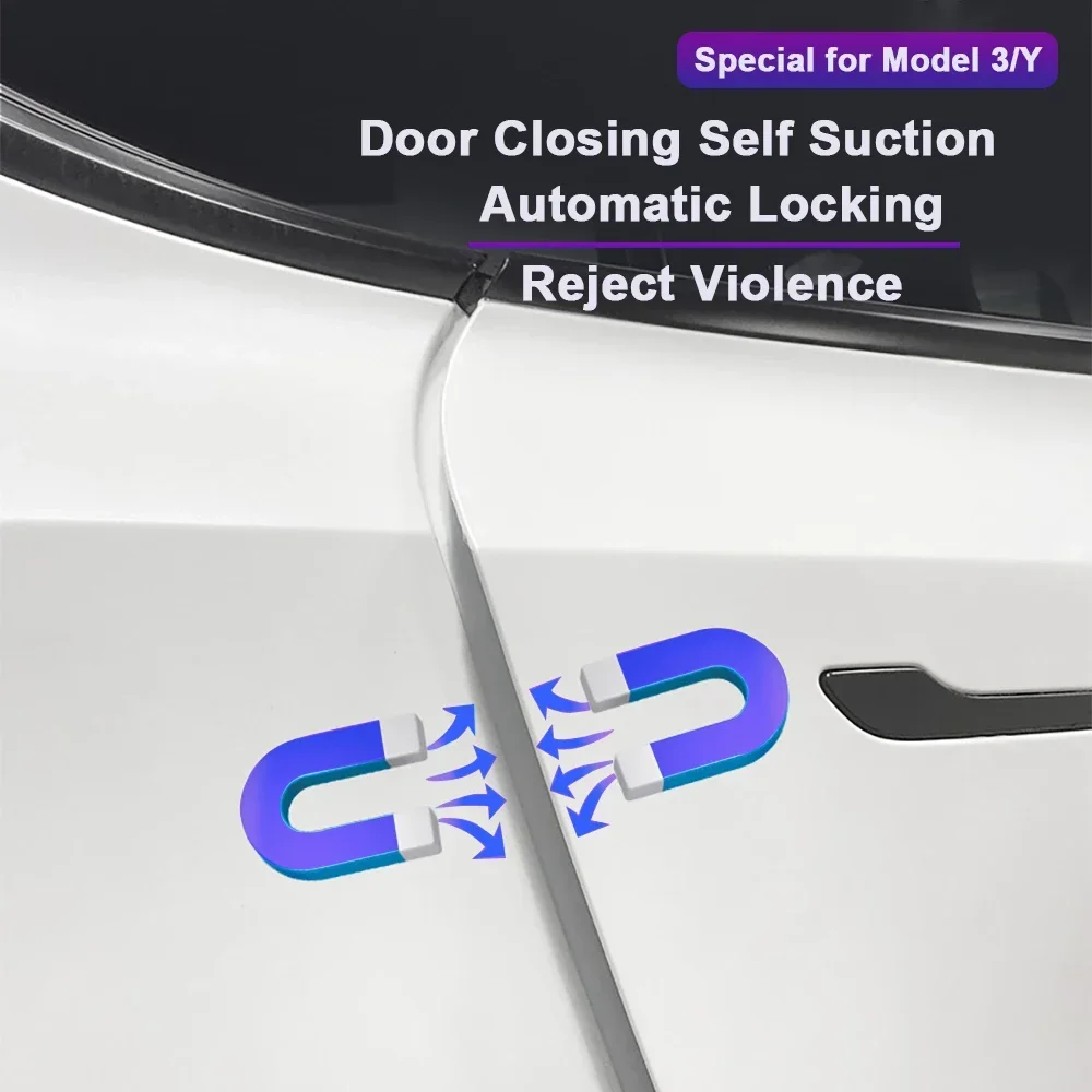 Newest 4th Smart Electric Suction Door Lock for Tesla Model 3 Y Accessories 2024 Anti Pinch Wireless Soft Close Automatic Lock