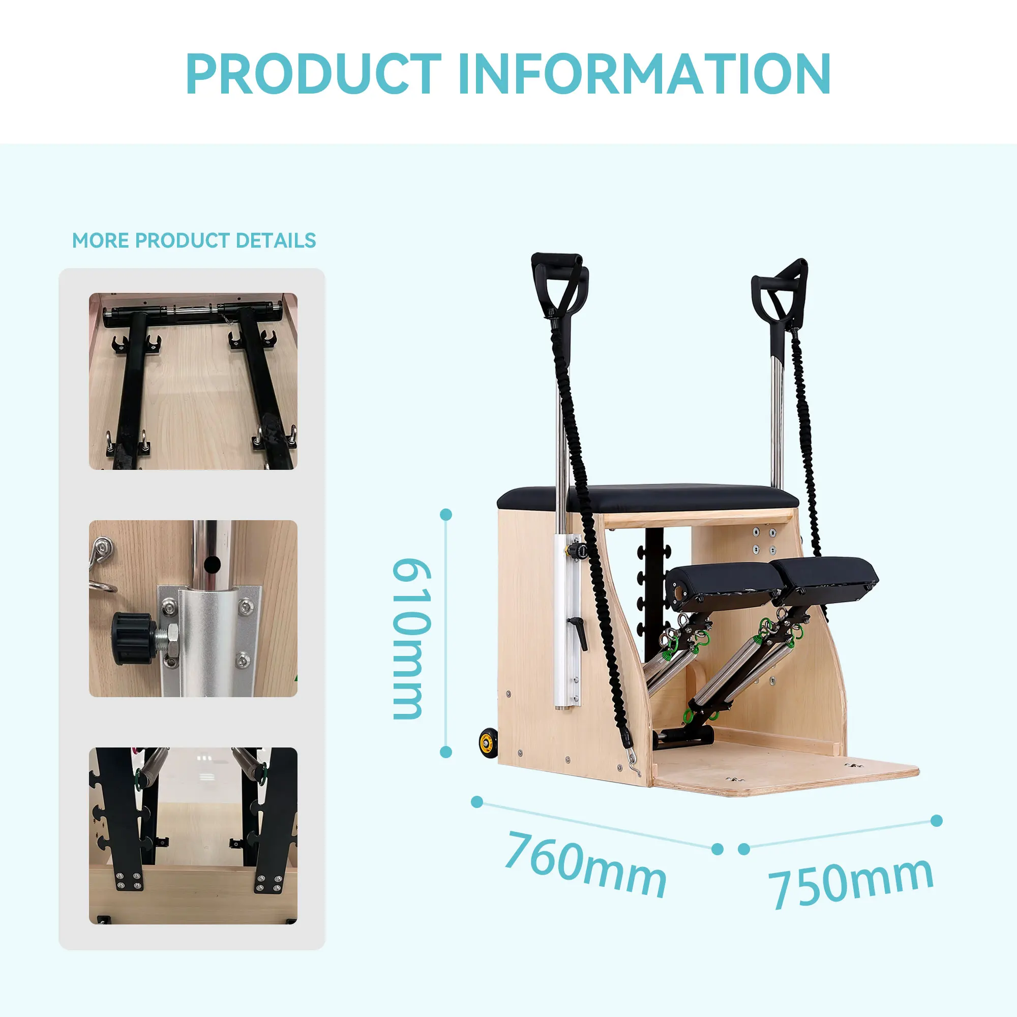 Universal Maple Wood Pilates Chair and Yoga Reformer Elegant Wooden Pilates Reformers