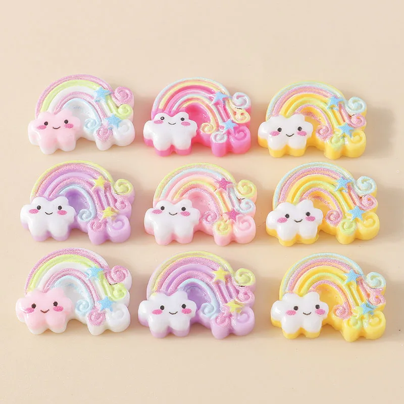 15Pcs Kawaii Regenbogen Charme Harz Flatback Cabochon Scrapbooking DIY Armband Ohrring Charms Hairbow Dekoration Zubehör – Detail 2