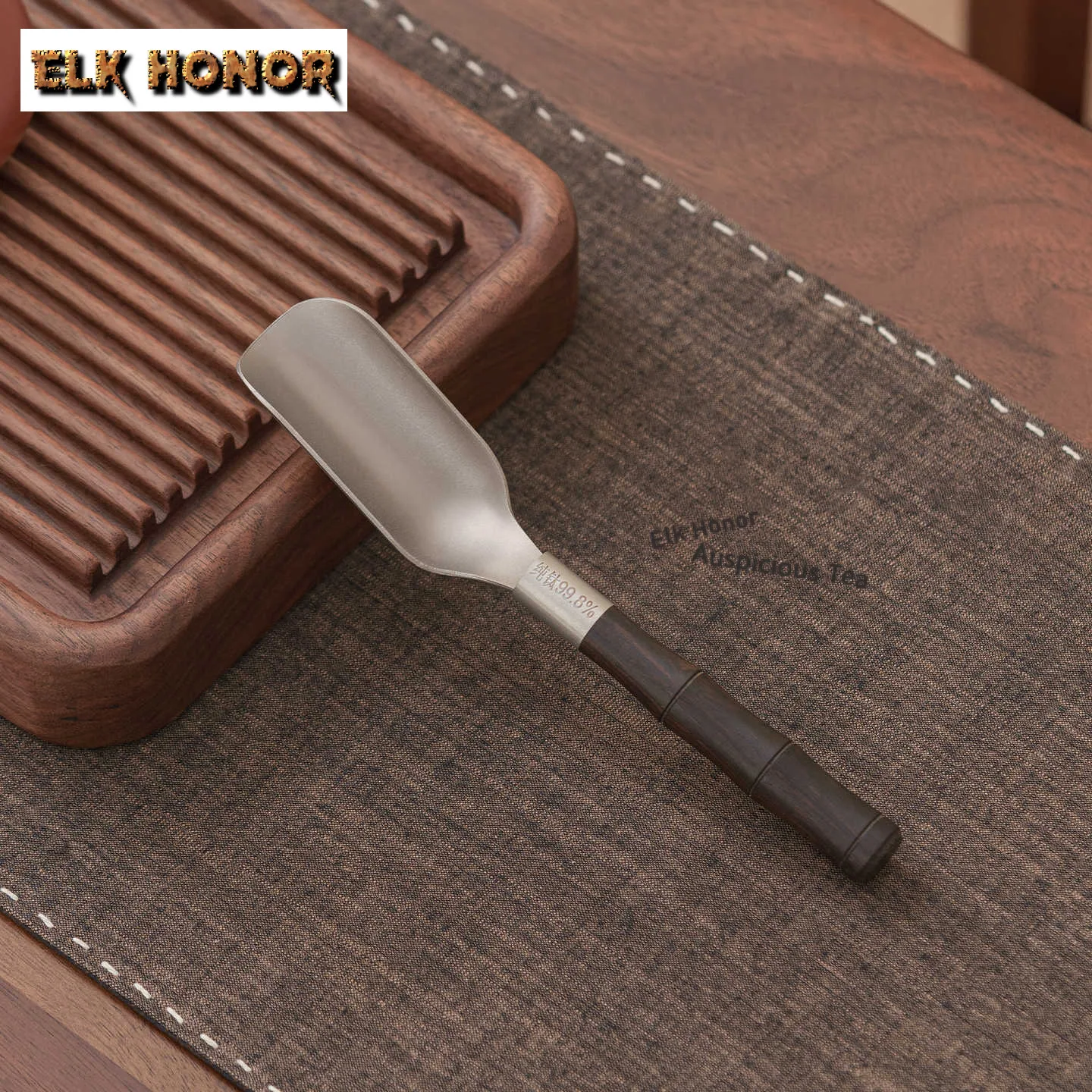 Titanium Wood Bamboo Joint Handle Tea Scoop Antique Chahe Shovel Household Appreciation Ladle Chinese Tea Set Ornaments Craft