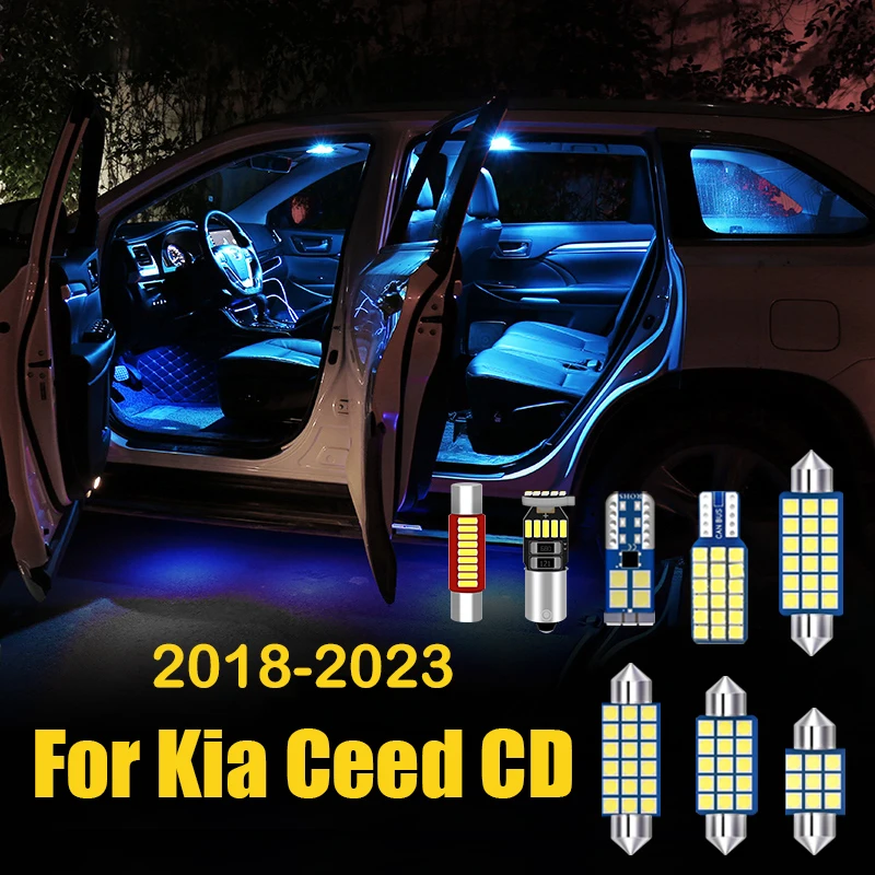 For Kia Ceed CD 2018 2019 2020 2021 2022 2023 SW GT 12pcs Car LED Interior Reading Lamp Vanity Mirror Trunk Light Accessories