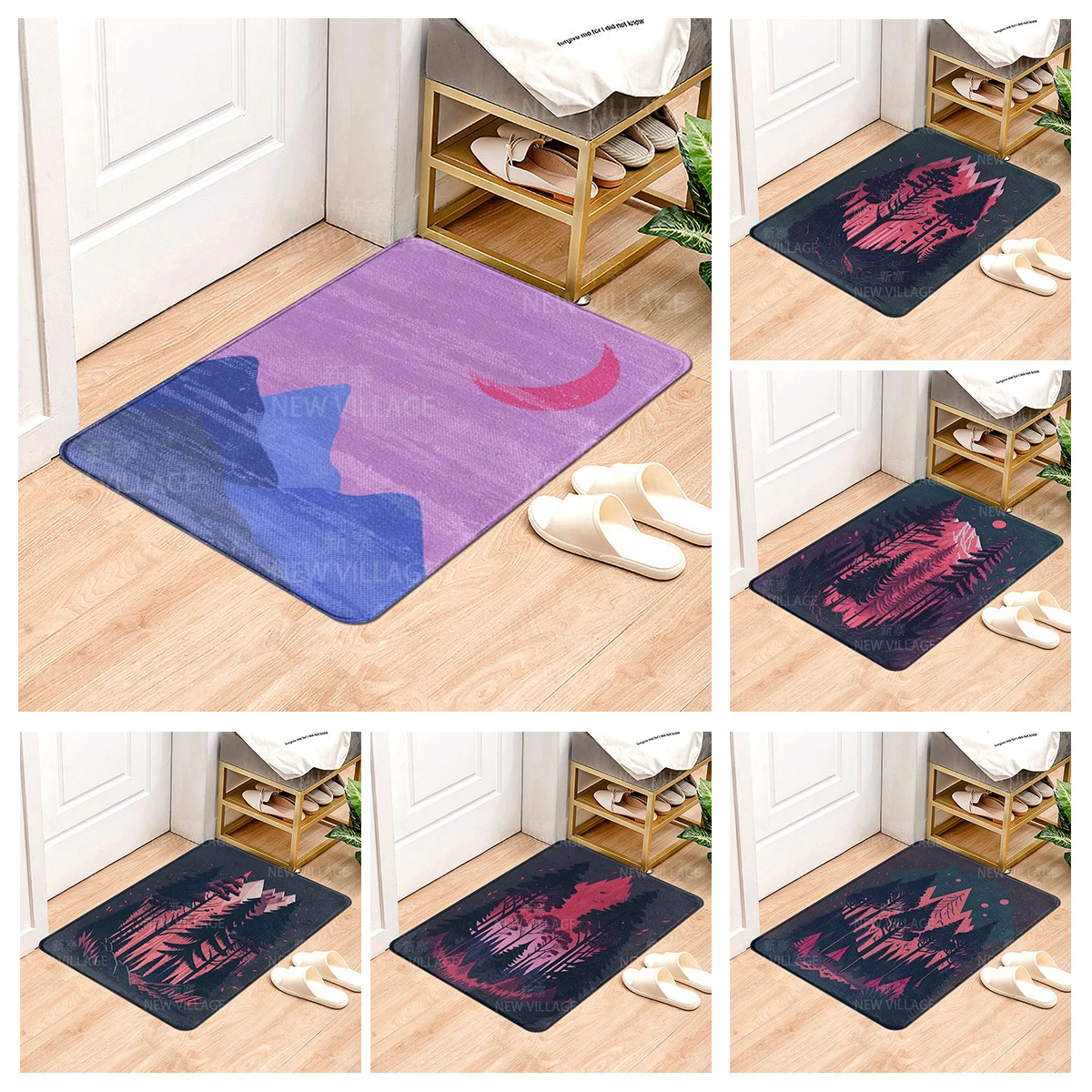 House entrance carpet Home door mat Modern Nordic style Room Bath Foot bathroom non-slip Kitchen water rugs Abstract Scenic Sky