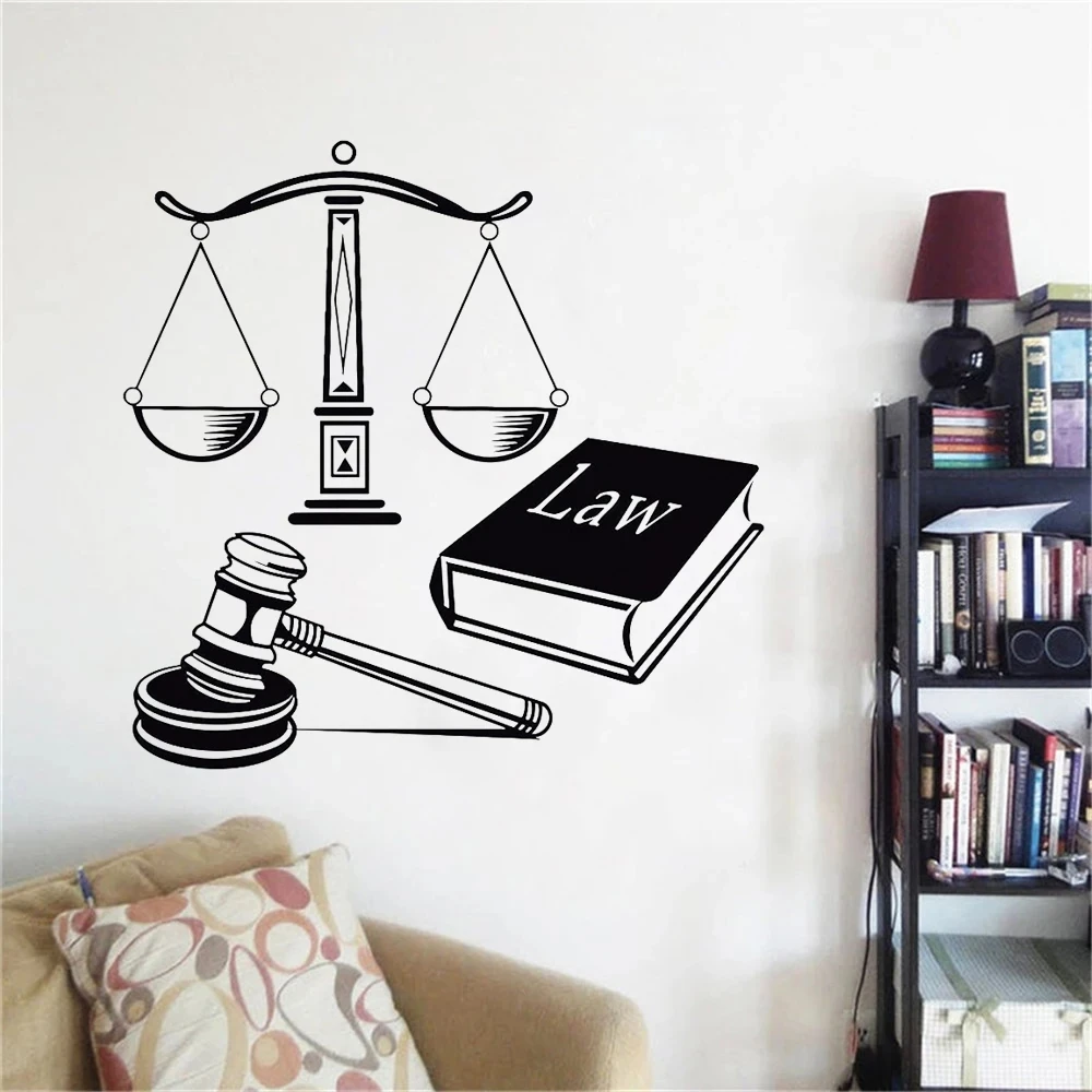 1 pc Law Court Justice Decoration Book con balance Wall Stickers Modern Fashion Wall Sticker sfondo Art Decal Drop Shipping