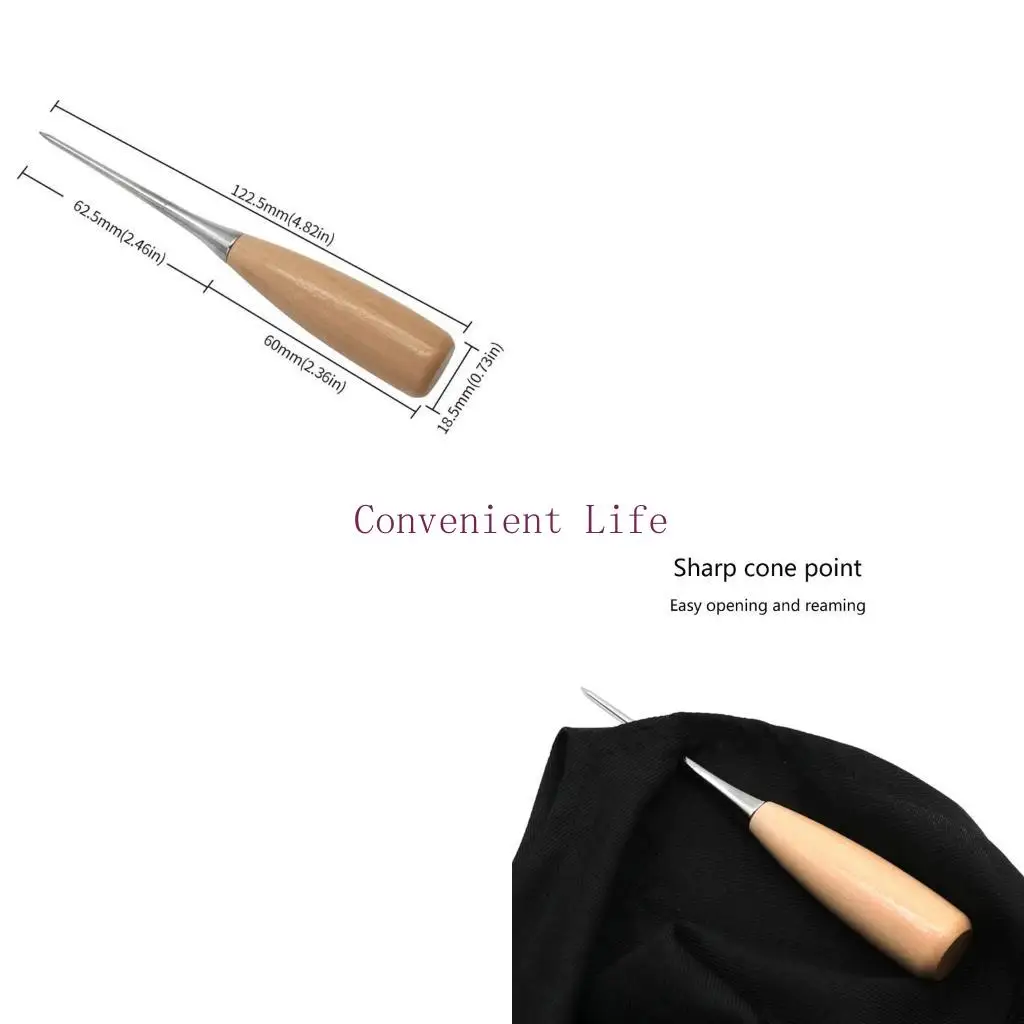

L1EE Tool with Wood Handle Leatherworking Tool Leather Hole Tool Stitching Needle 4.9inch for Leather Craft & Fabric Marking