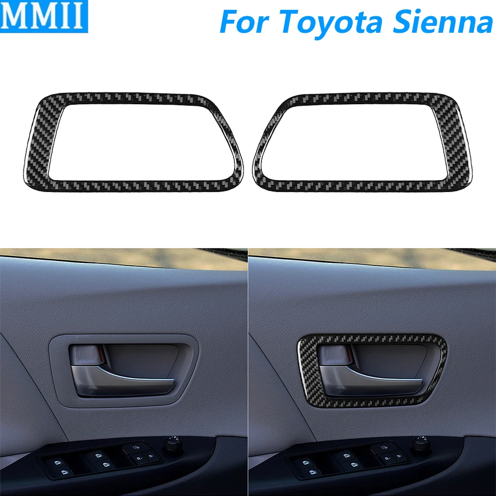 

For Toyota Sienna 2015-2020 Carbon Fiber Front Inner Door Handle Switch Frame Panel Cover Trim Car Accessories Interior Sticker