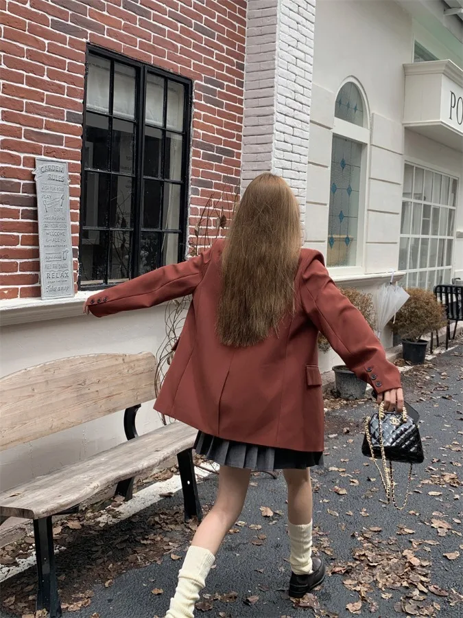 

Double-Row Button High-End Suit Jacket Women's Loose Long-Sleeve Tailored Coat Fashionable Casual Spring 2026 New Style