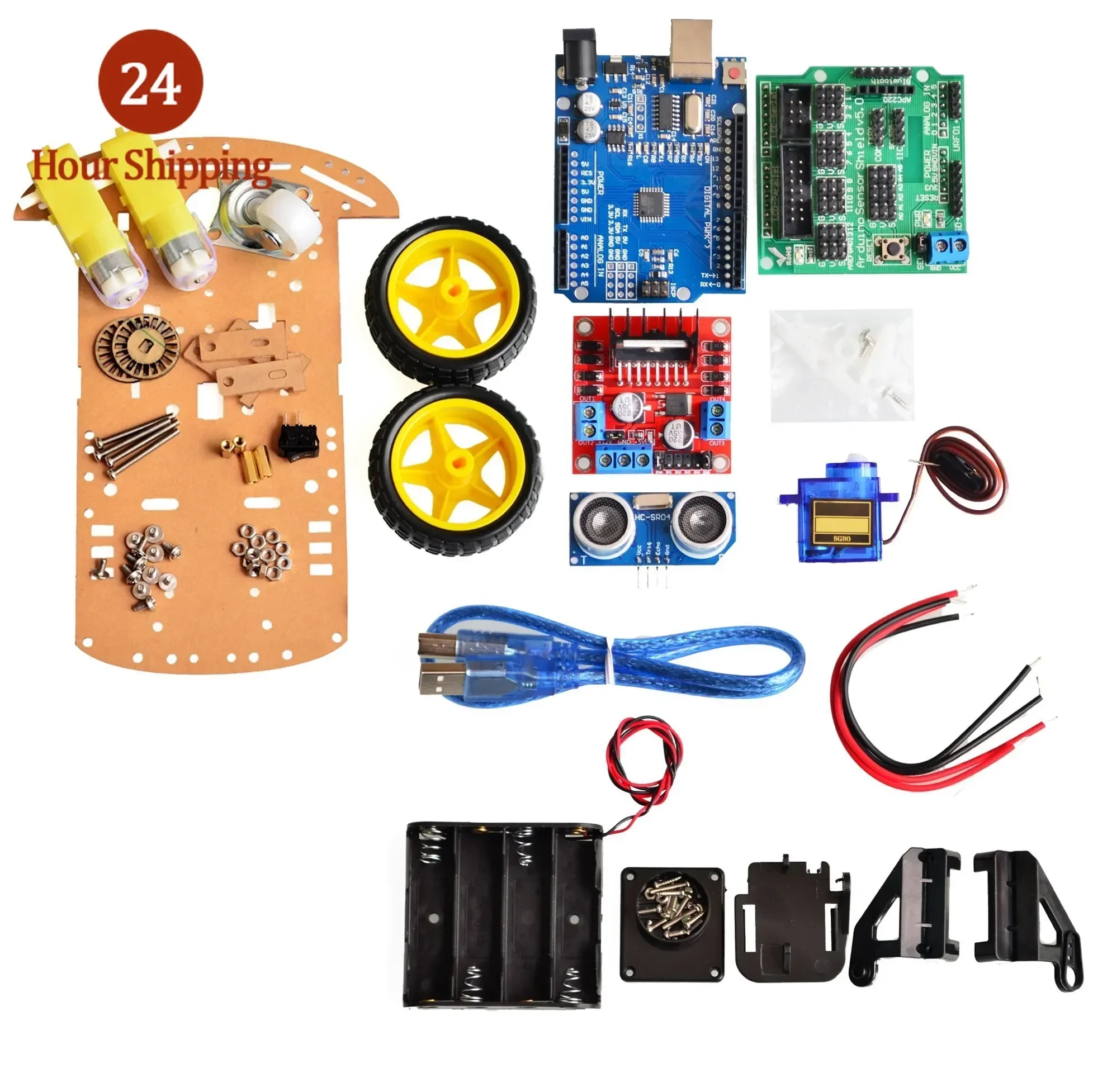 New Avoidance tracking Motor Smart Robot Car Chassis Kit Speed Encoder Battery Box 2WD 4WD Ultrasonic module For Arduino kit