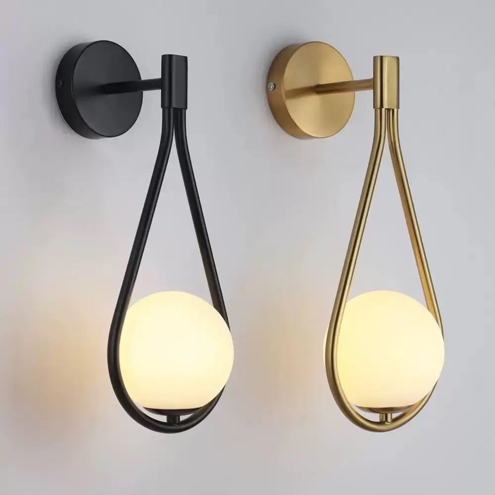 

Modern LED Wall Lamps Metal Living Room Lamp Fashion Nordic Bedside Glass Wall Light Bedroom Home Decoration Entrance Lighting