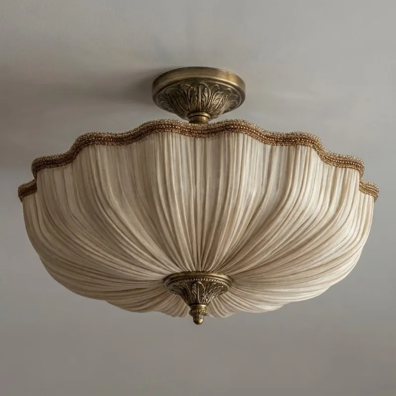 French Medieval Fabric Bedroom Ceiling Light Living Room Balcony Study Cloakroom Designer Creativity Luxury Decor Ceiling Lamps
