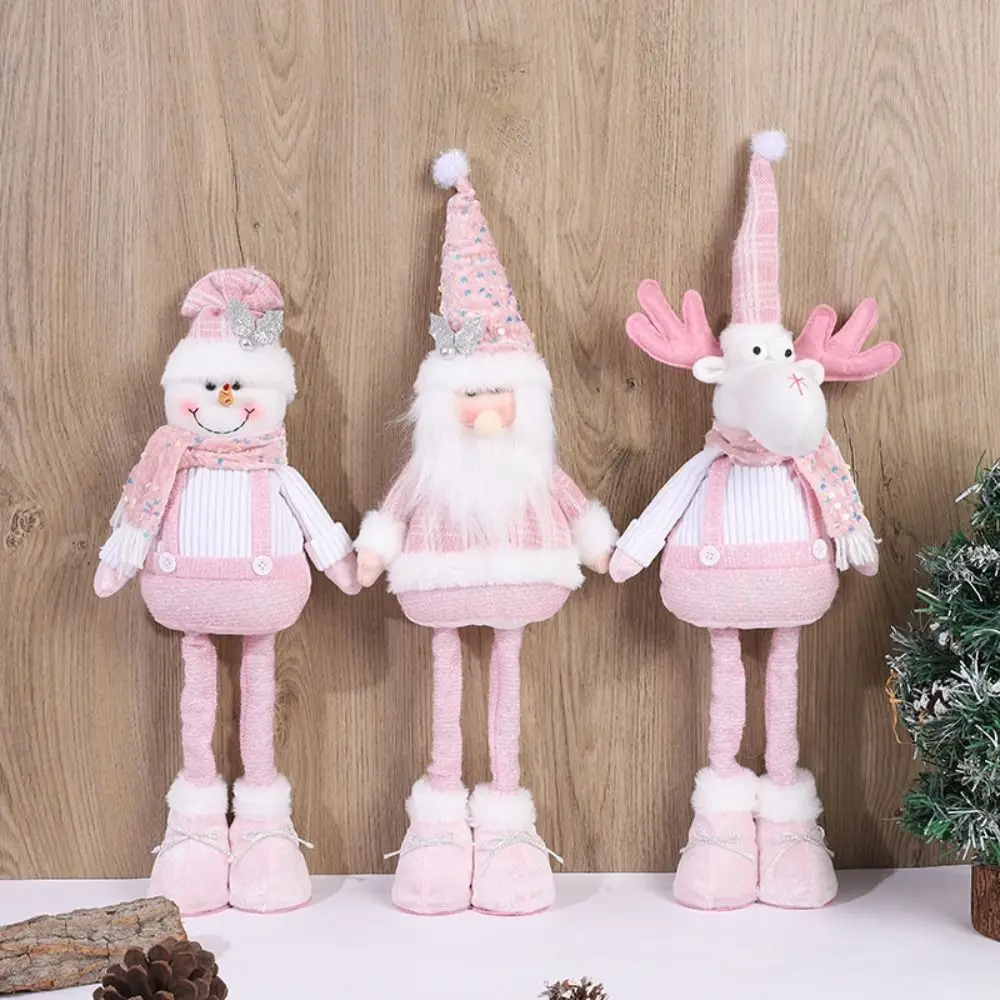 Cloth Christmas Candy Basket Santa Claus Snowman Cute Christmas Standing Telescopic Doll Funny Handwoven Display Tray Container