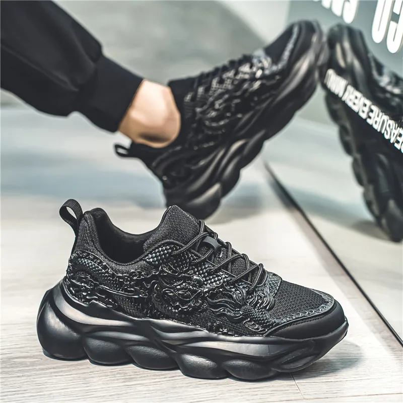 Men Casual Trend All-match fashion Height Increasing abrasion resistant Breathable Dad Shoes Lace-up Student Campus Street Sneakers Social Brother