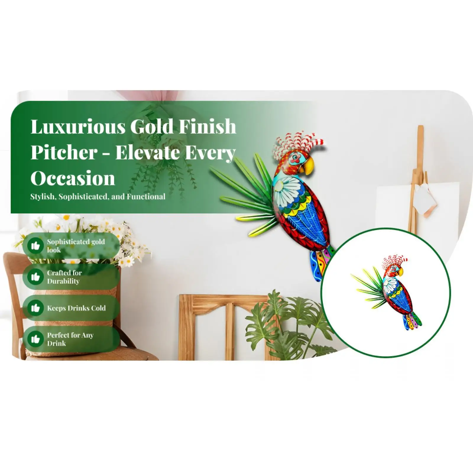 

Metal Parrot Wall Art Decor Colorful Birds Outdoor Iron Hanging Decoration Ornaments Wall Art Decorations