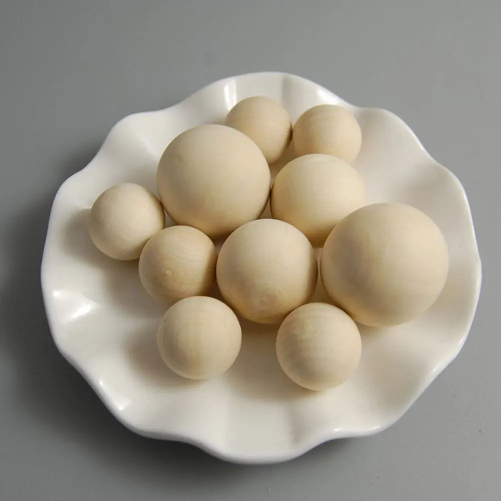 

10 Pcs Log Beads Smooth Surface DIY Craft Jewelry Making Wooden Ball Creative Accessories Bamboo