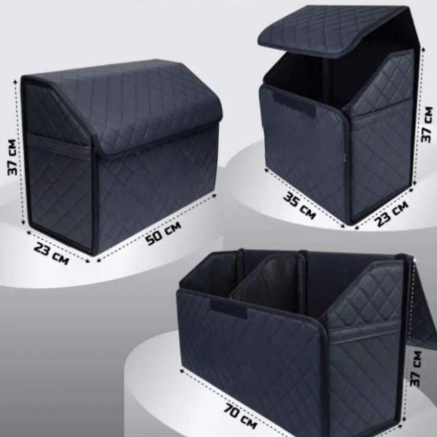 Car Multifunctional Storage Box, Miscellaneous Item Organizer, Car Trunk Storage Box, Elevated Model With Handles On Both Sides