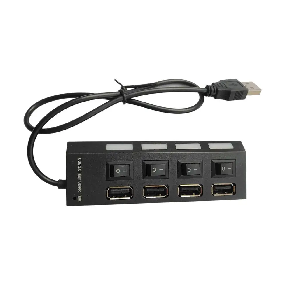 1pcs Hub with Multiple USB Ports USB HUB 2.0 Adapter 4Ports Multiple Expander with LED Lamp Switch for PC Laptop U7C3