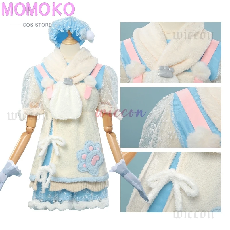 Nikki cosplay jogo infinito nikki cosplay traje mundo aberto inverno lolita vestido de pelúcia cachecol chapéu terno festa jogar roupa para menina