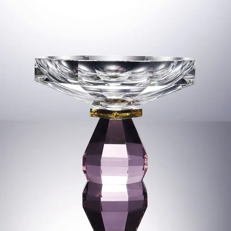 Pink Tall Foot Fruit Plate Light Luxury Irregular Shape Display Tray for Dried Food Business Gift Living Room Tea Table Decor