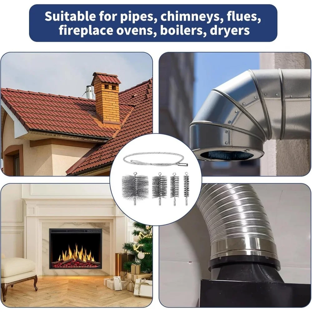 Brush Set For Ducts Duct Vent Brush Fireplace Maintenance Rust Removal Brush Industrial Cleaning Brush For Boilers
