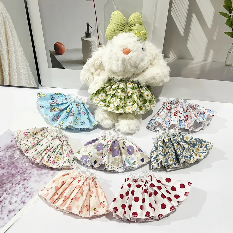 

New Floral Dress Plush Doll Shoulder Strap Dress Creative Outfit 10-18cm Plush Doll Popular Clothing Creative Accessories