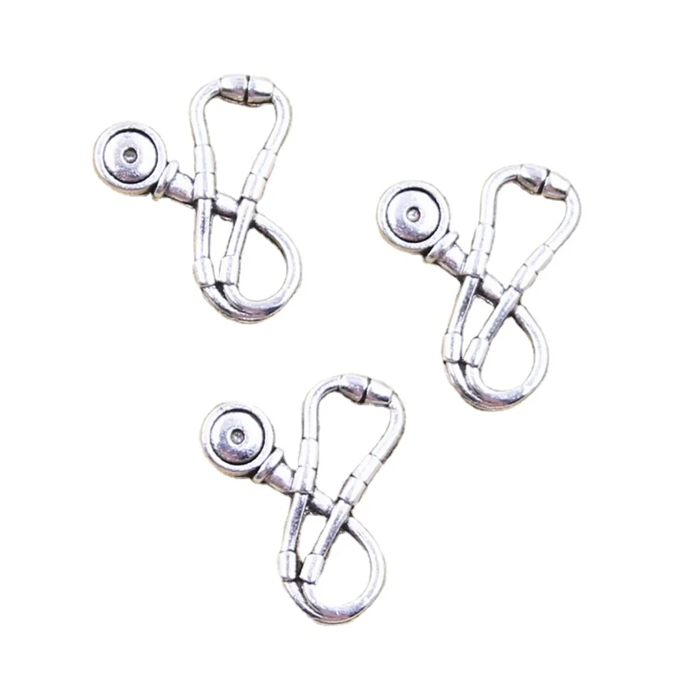 12pcs Charms Doctor Stethoscope Nurse Earpiece 22x18mm Antique Silver Color Pendants Making DIY Handmade Tibetan Finding Jewelry