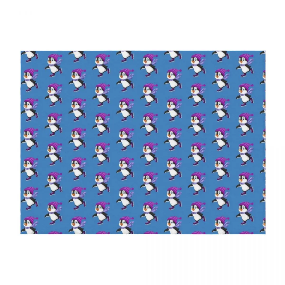 

Cute Penguin Ice Skating Purple Hat Skates Throw Blanket Loose sofa bed Soft Plush Plaid Sofa Throw Blankets