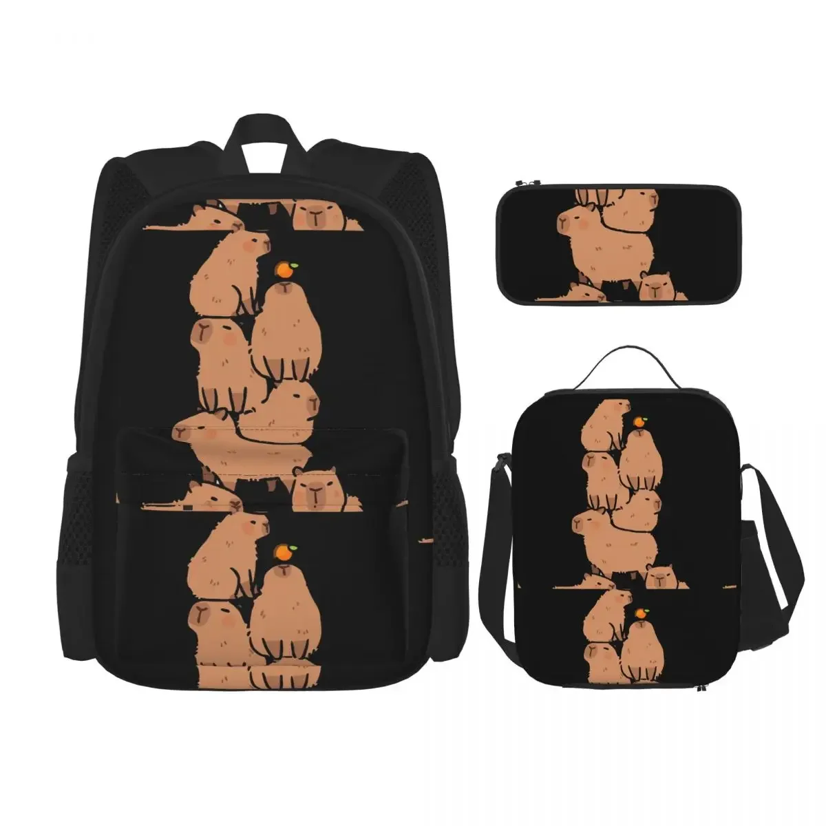 Capybara Is My Spirit Animal Mochilas, Estudantes Mochilas Escolares, Kids Rucksack, Lunch Bag, Pen Bag, Meninos, Meninas Bookbag, 3 Pcs Set