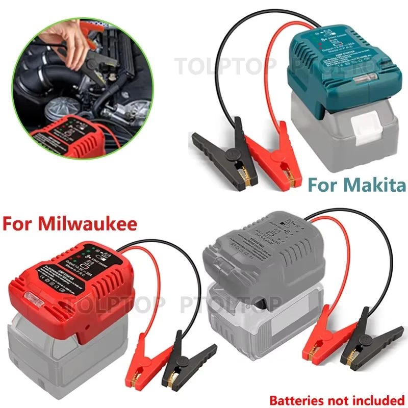 

Jumper Cables Car Accessories Replacement For Dewalt/Makita/Dewalt/Milwaukee/Einhell 18VLi-ion Battery Starting Adapter Auto