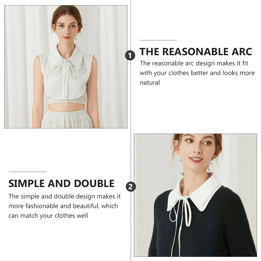 1 قطعة المرأة وهمية طوق قميص أبيض أنيق الشيفون كاذبة طوق الملابس التبعي المألوف الملابس الزخرفية لهجة #3
