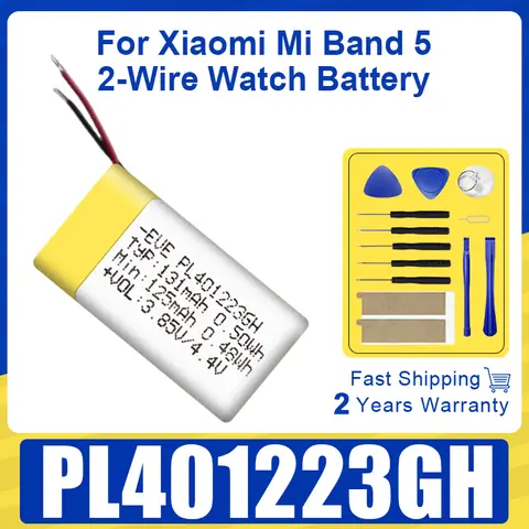 Xiaomi Mi Band 5 Band5 시계 2선 강력한 배터리 무료 도구 용 새로운 125mAh PL401223GH 배터리