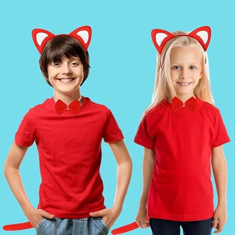 子供猫コスチューム猫耳カチューシャテールボウタイ手袋靴下ハロウィン猫コスプレアクセサリー子供男の子女の子コスプレ