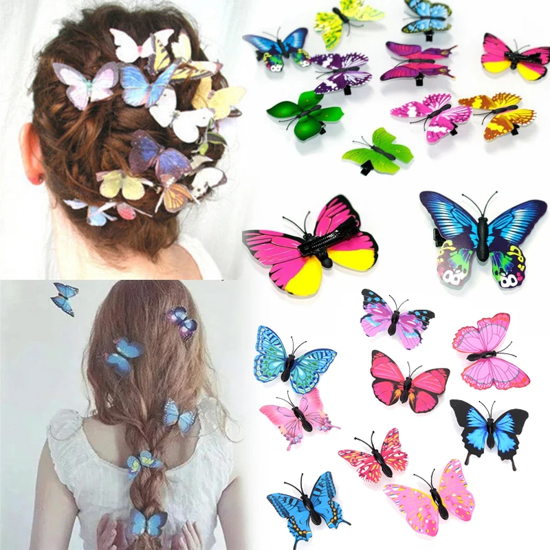 5Pcs Butterfly Hair Clips Cute Plastic Bridal Hair Accessories Wedding Photography Costume Fashion Jewelry Hairpins Headwear