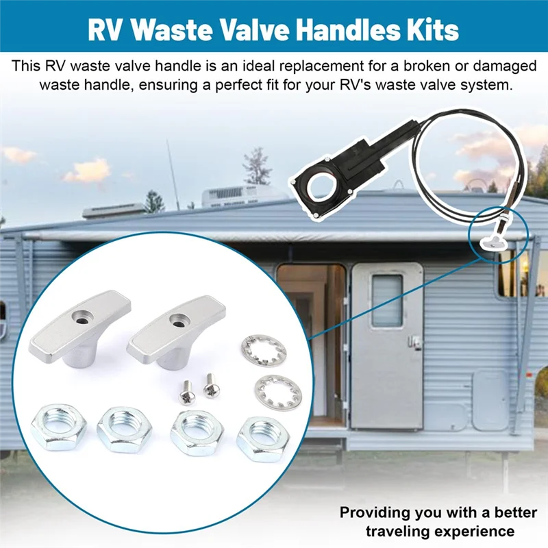 

A21F-RV Sewer Valve Handle Replacement For Waste Valve Extension Tube, RV Waste Valve Aluminium Handle Kits