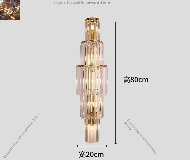 Hotel Lobby Luxury Large Villa Living Room Background New Light Luxury Atmosphere Long Led Crystal Wall Lamp