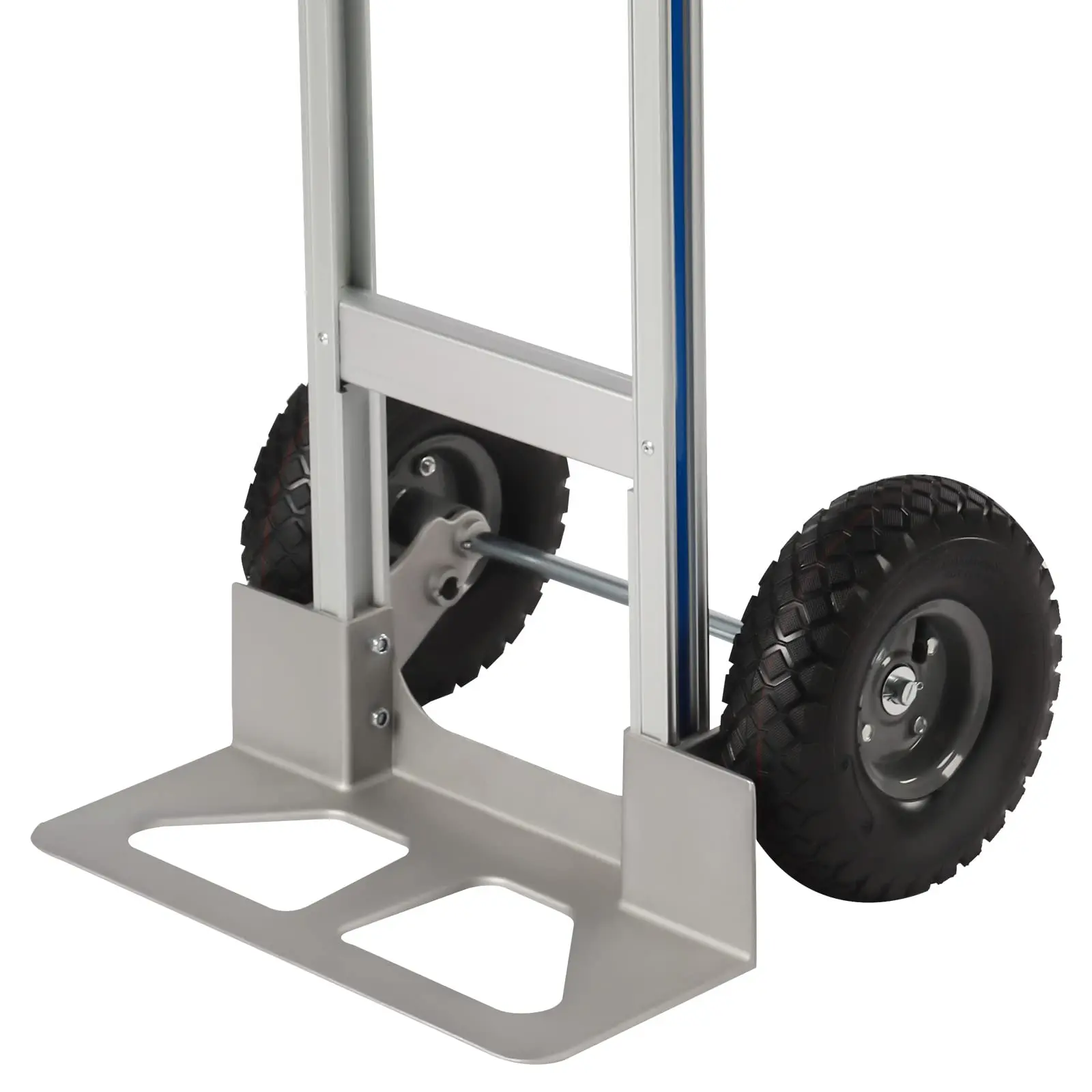Hand Truck Dolly, Industrial Strength Heavy Duty Aluminum Dolly Cart for Moving - 500 Pound Capacity - 9.8" Rubber Wheels (Silver)