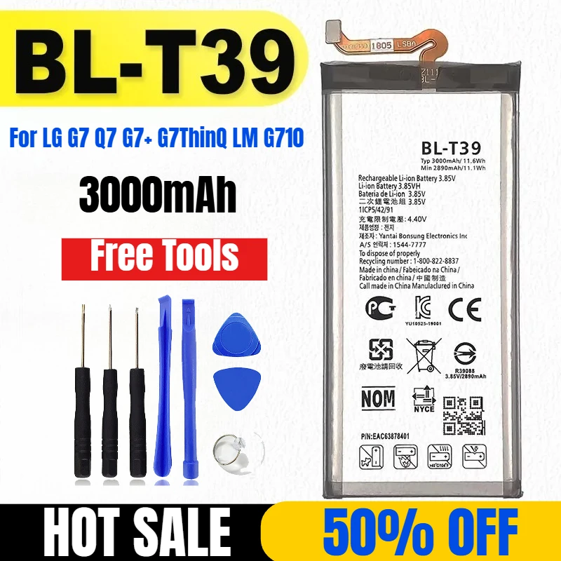 

3000mAh BL-T39 for LG G7 Q7 G7+ G7ThinQ LM G710 BLT39 Mobile Phone Batteries