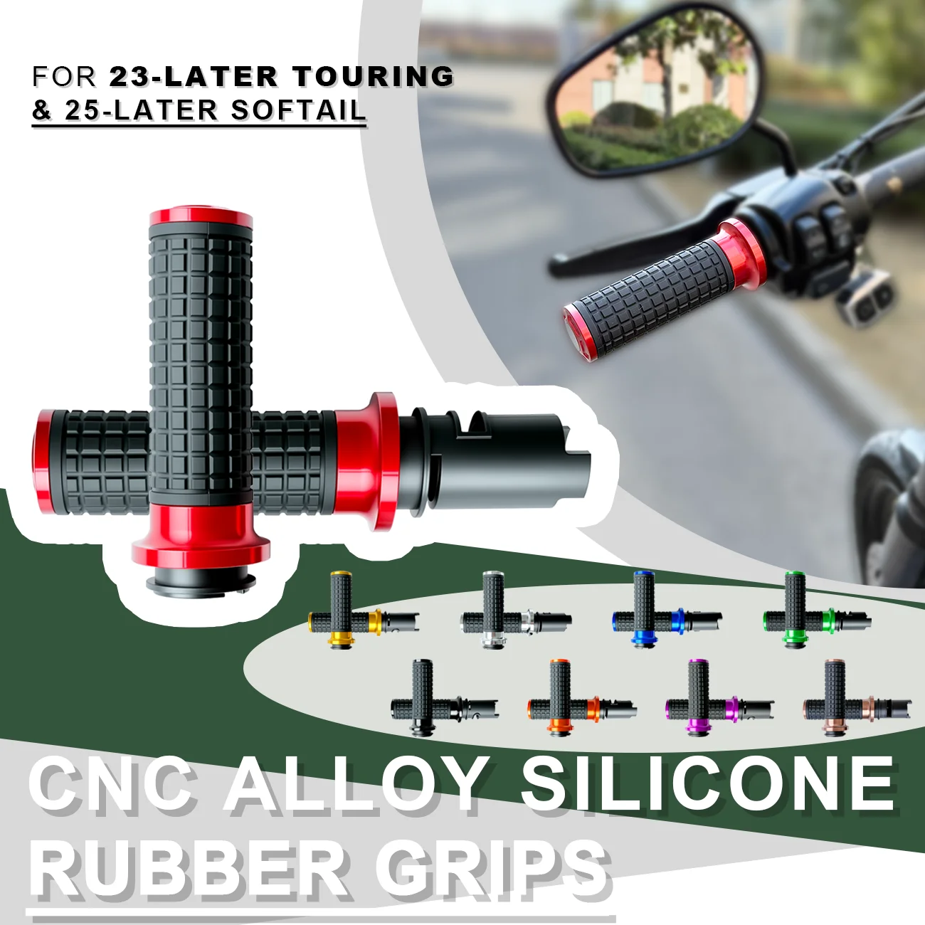 

Club Style Performance Bagger MX Style Silicone Rubber Grips with CNC Alloy/Throttle By Wire for 2023-later FLHXSE & FLTRXSE