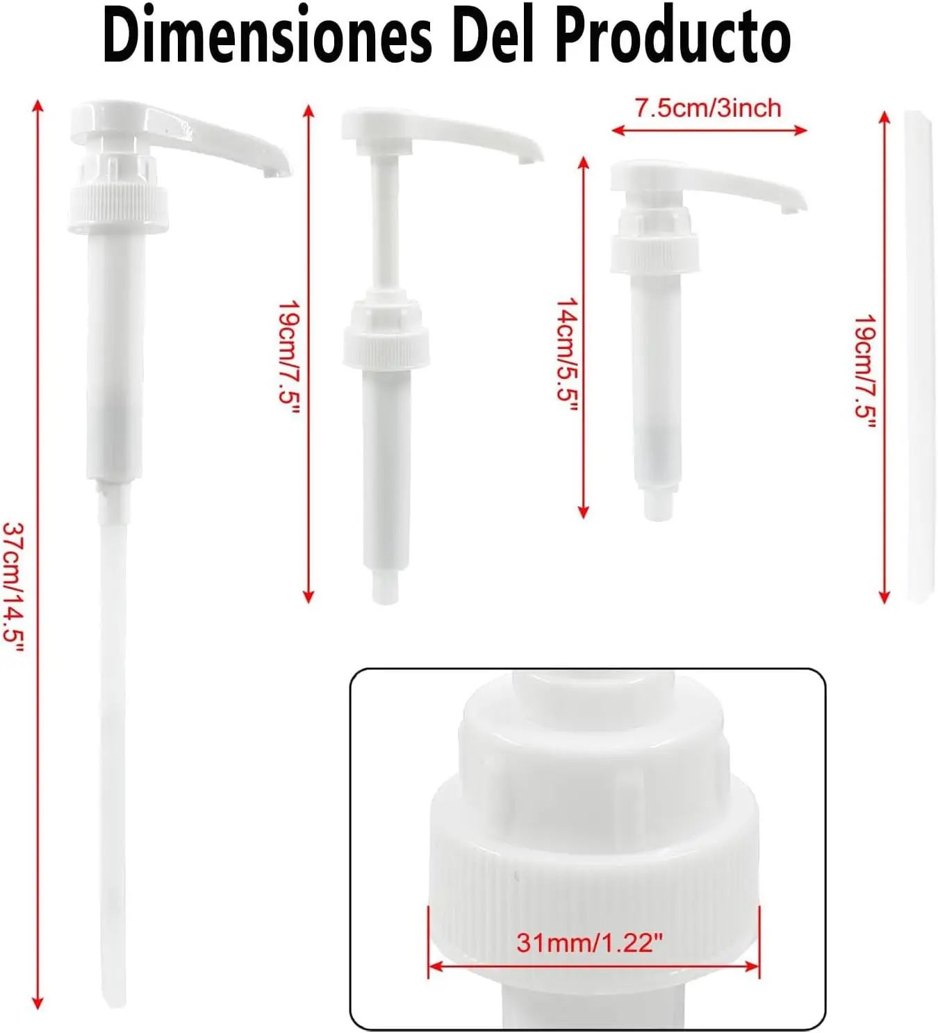 750 ml/25 oz Coffee Syrup Pump Dispenser, 6 Pieces White PP Material 8cc Size Press Head Syrup Pumps for Bottles, Sugar Juice
