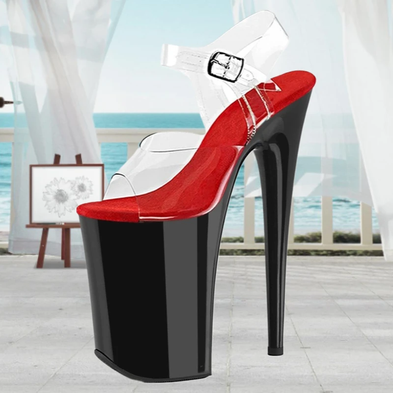 Crossdresser Fashion RED Pumps Women Wedding Shoes Sexy 23cm Ultra High Thin Heels Platform Cosplay 9 Inches Sandals Mujer